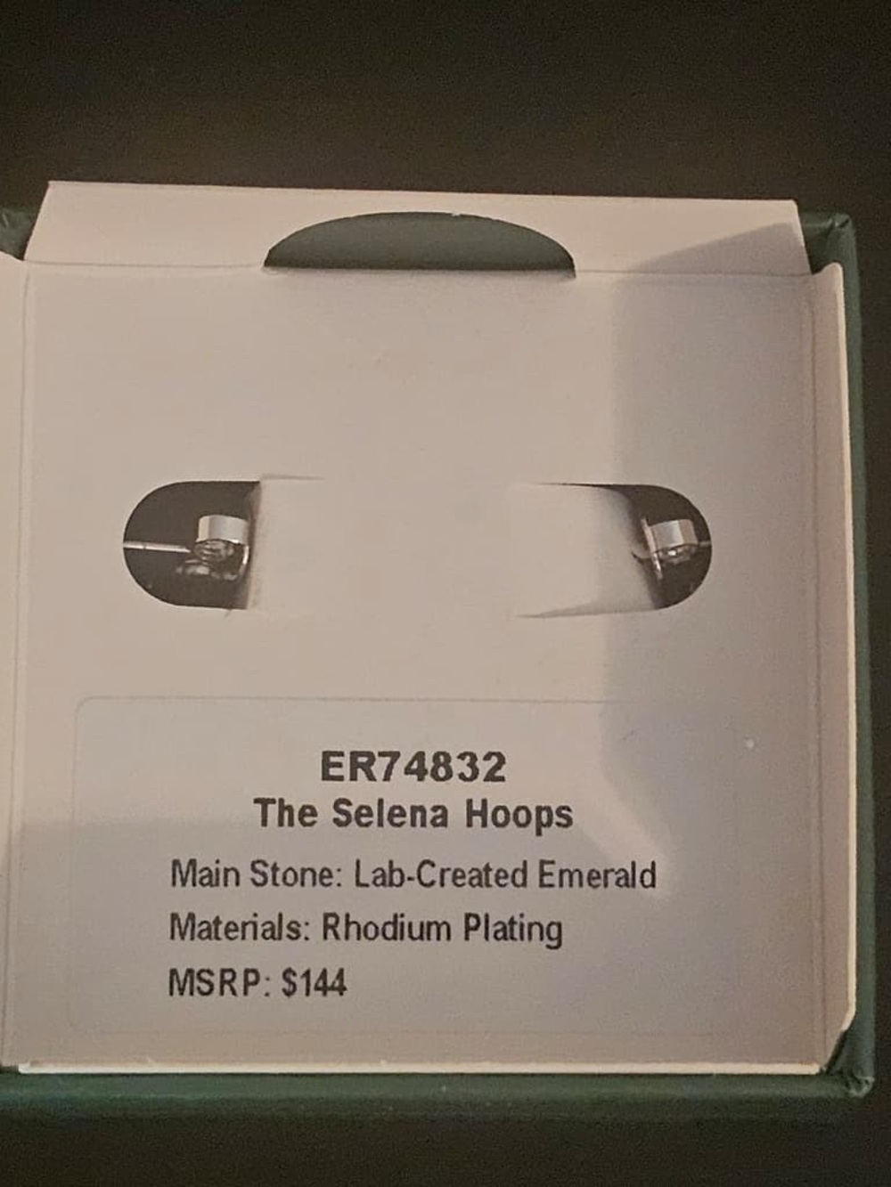 The Selena Hoops - Lab-Created Emerald Rhodium Plated Hoops